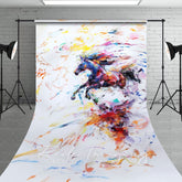 Aperturee - Aperturee Abstract Colorful Running Painted Horse Sweep Backdrop